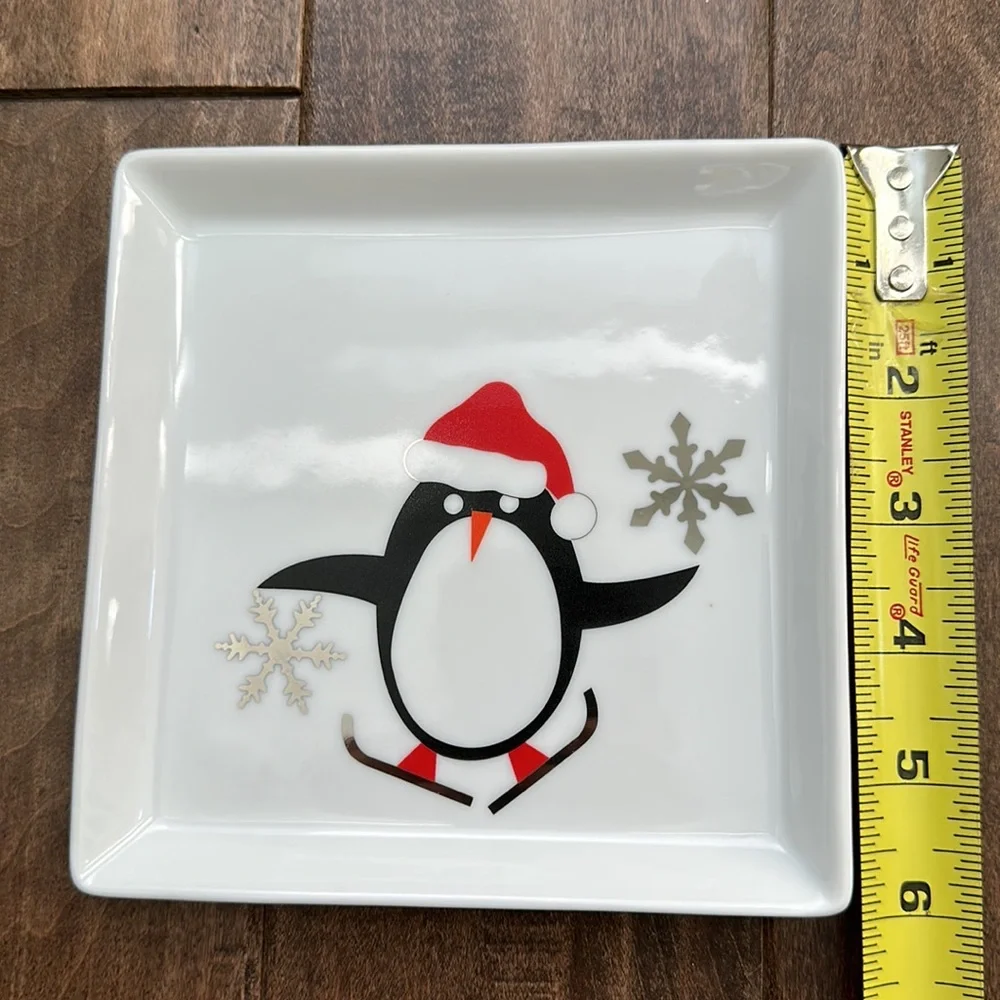 Four Crate and Barrel Penguin Holiday | Winter Snack or Appetizer Plates